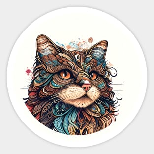 Lady Cat Boho Colorful Lover Sticker